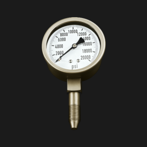 4" 0-20,0000 PSI, SS X SS, 9/16" TUBE NIPPLE BOTTOM MOUNT, LF, REMOVABLE BEZEL, SAFETY GLASS LENS.