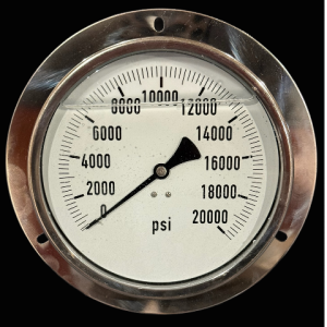 4″ and 6″ Panel Mount Gauges Pressure ranges offered are 15,000 psi, 20,000 psi and 30,000 psi